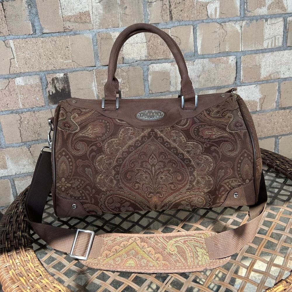 REBA Brown and gold paisley pattern duffle bag